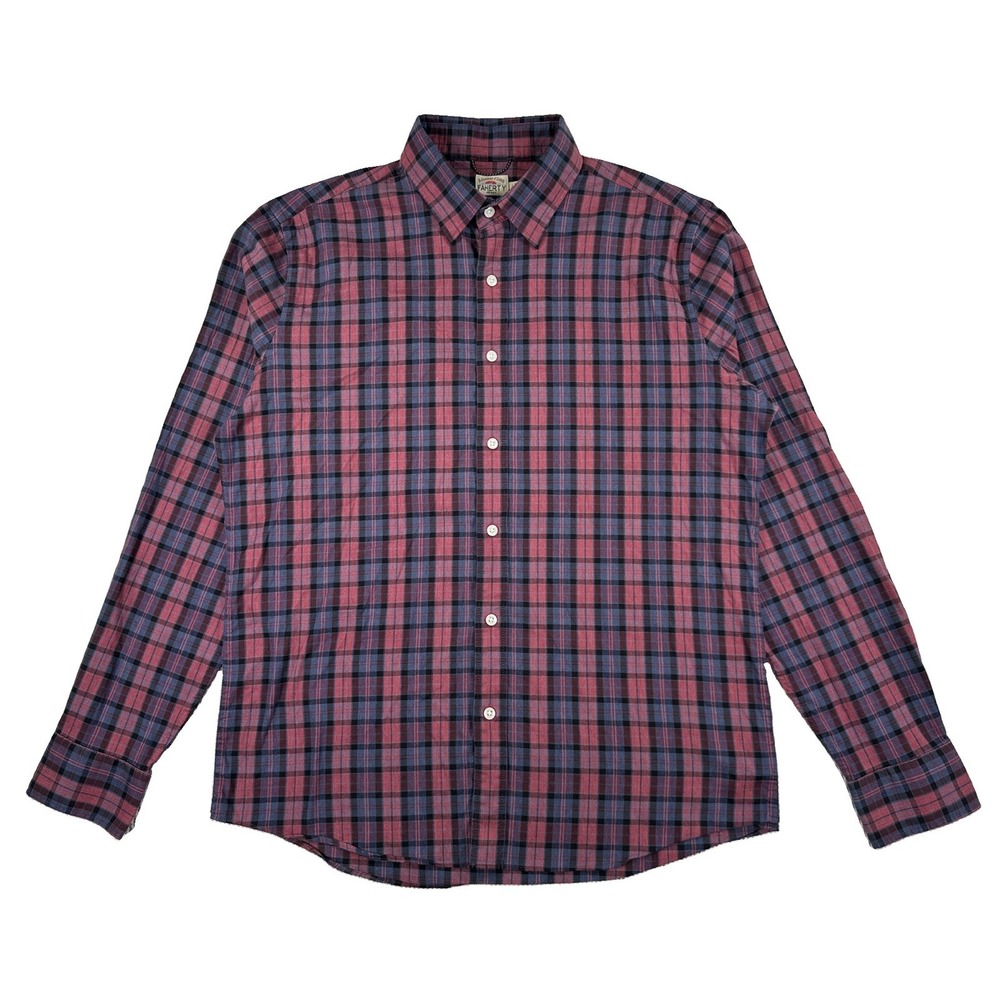 Faherty The Movement Button Down Shirt Men's Large Red Blue Plaid